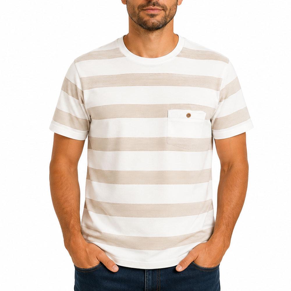 Camiseta blanca/beige para hombre RMS26 a rayas barato