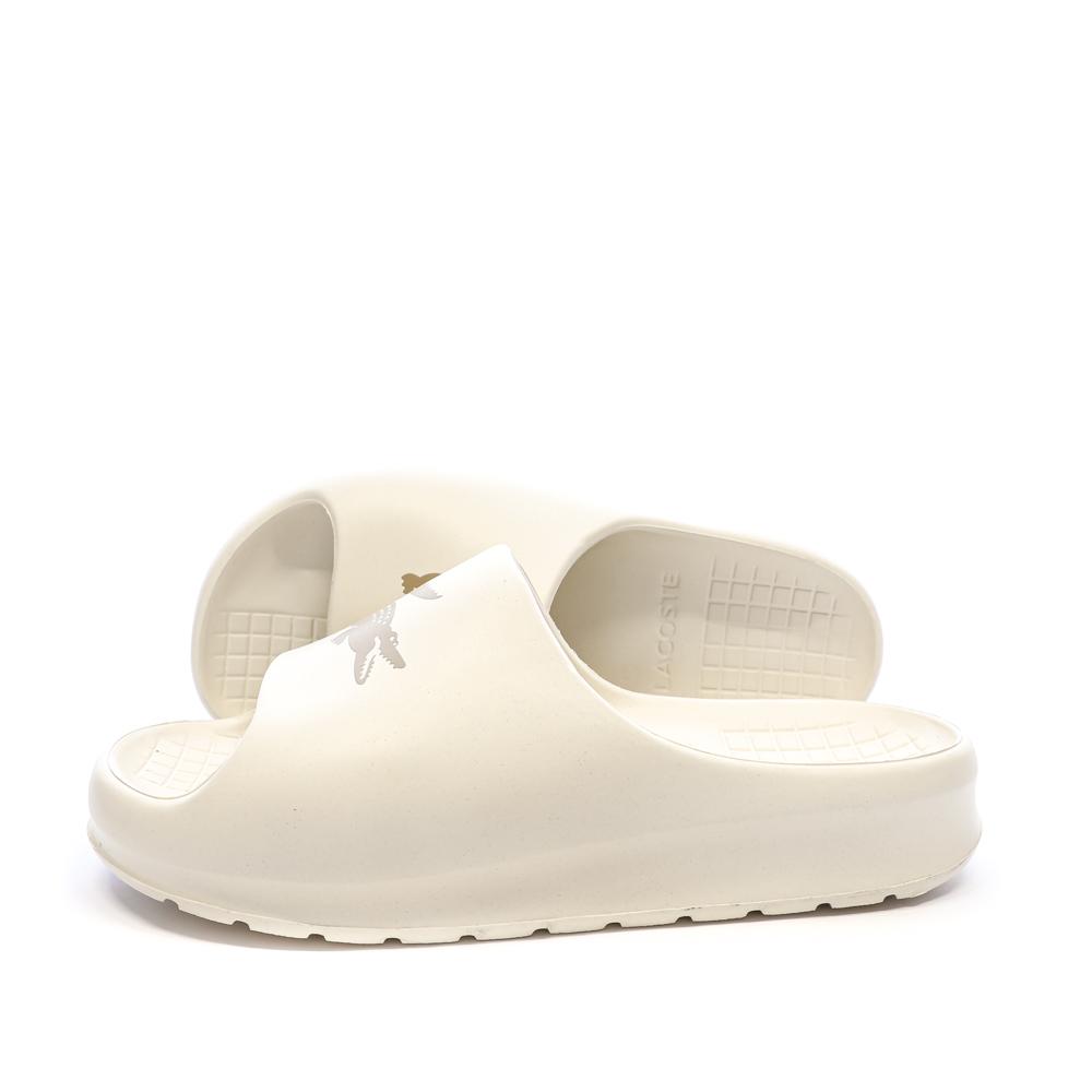 Claquettes Beiges Femme Lacoste Serve Slide 2.0 pas cher