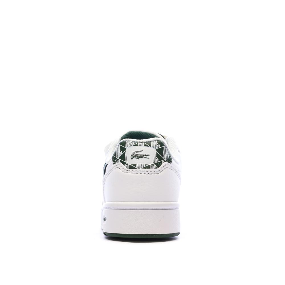 Weiße/khakifarbene Lacoste Court Sneakers für Jungen Ansicht 3