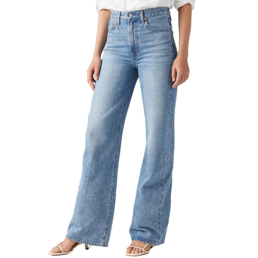 Jean Bleu Clair Femme Levi's Ribcage Wide Leg A60810 pas cher
