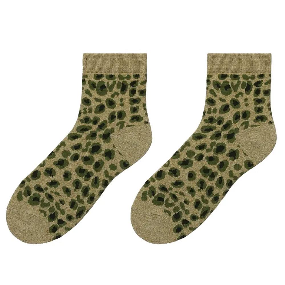 Chaussettes Doré/Vert Femme Stella Green Leopard pas cher