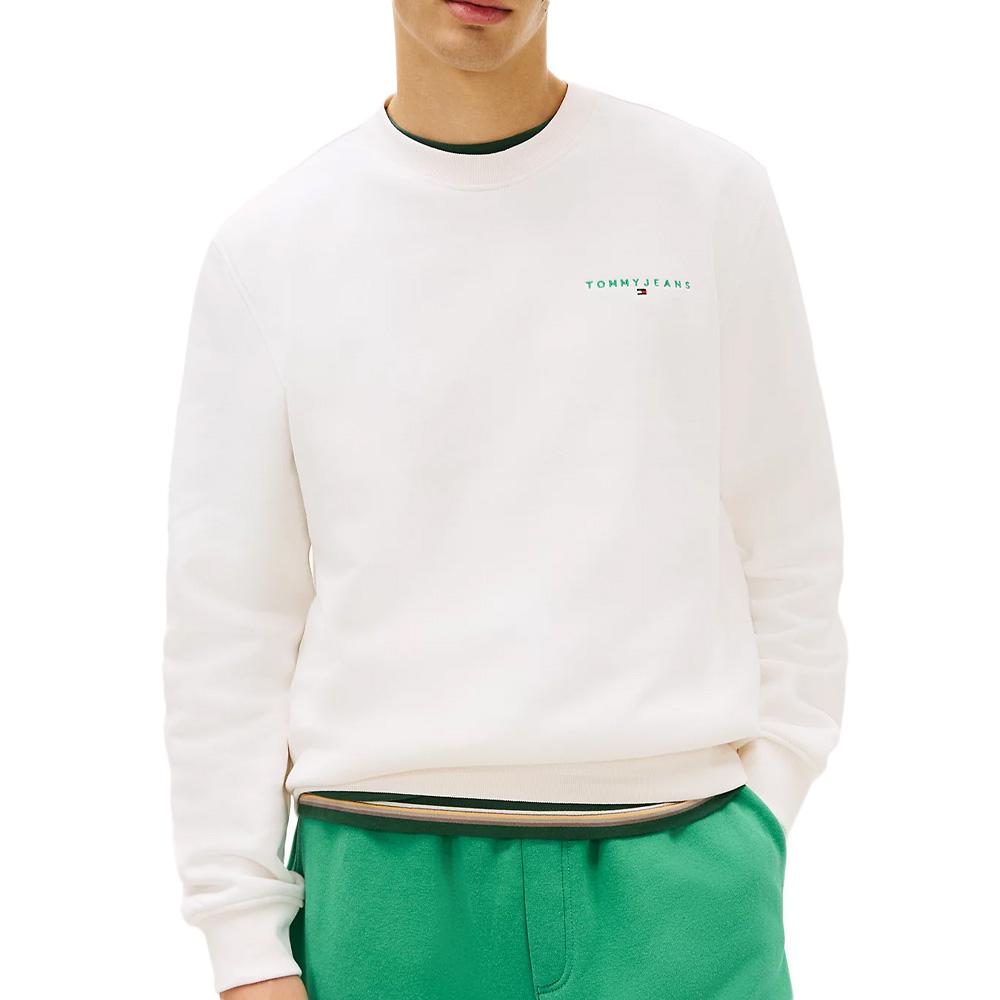 Sweat Blanc Homme Tommy Hilfiger Linear Crew pas cher