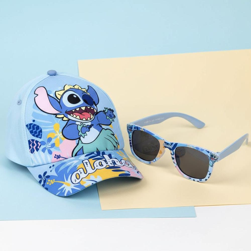Kinder Sport Zone Stitch Aloha Kappe + Sonnenbrille Set Blau Ansicht 2