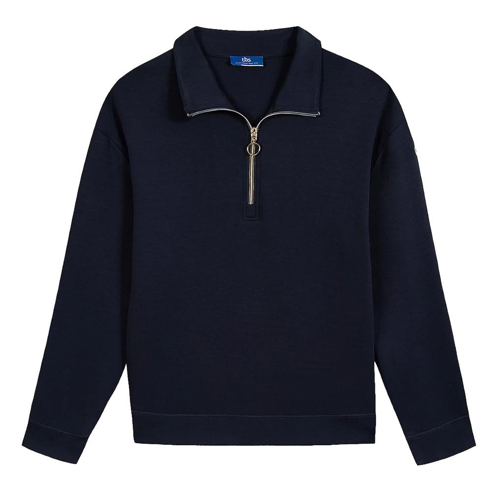 Sudadera con cremallera de 1/4 azul marino para mujer TBS Craie barato