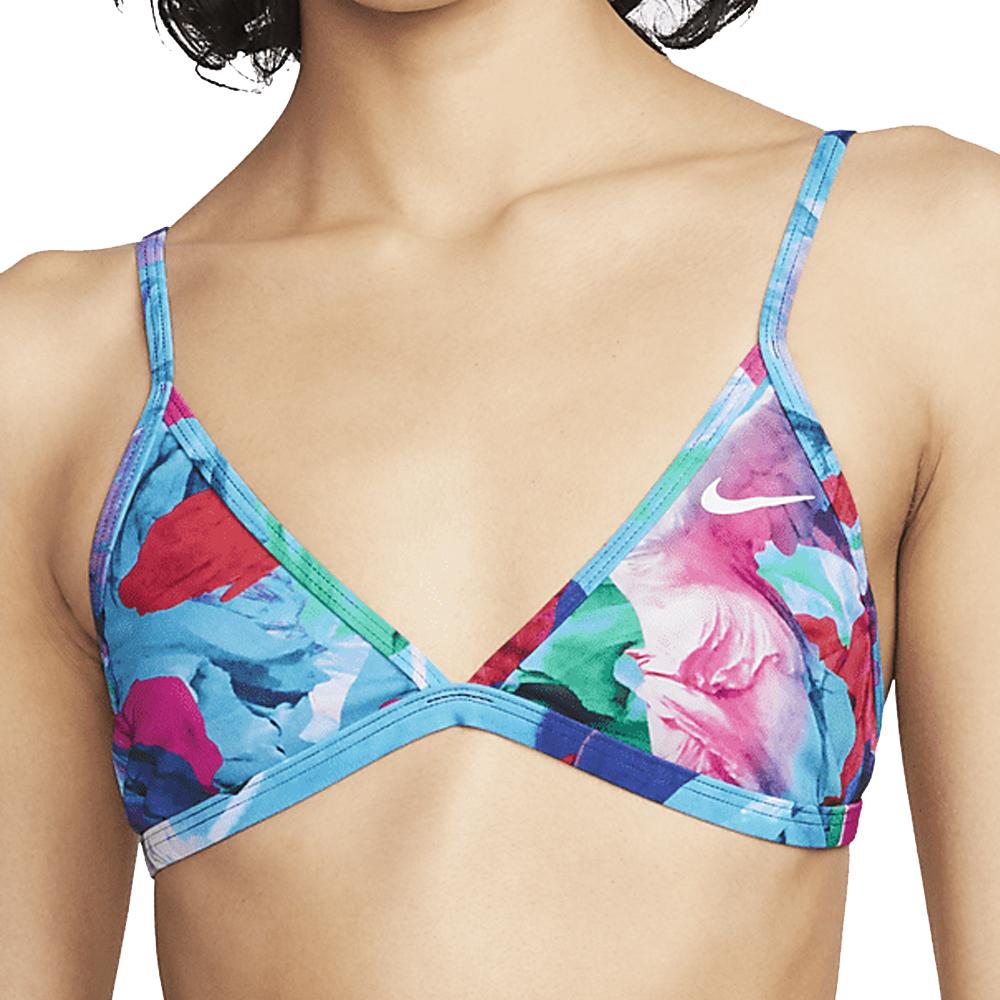 Haut de maillot de bain Bleu/Rose Femme Nike Lace Up pas cher