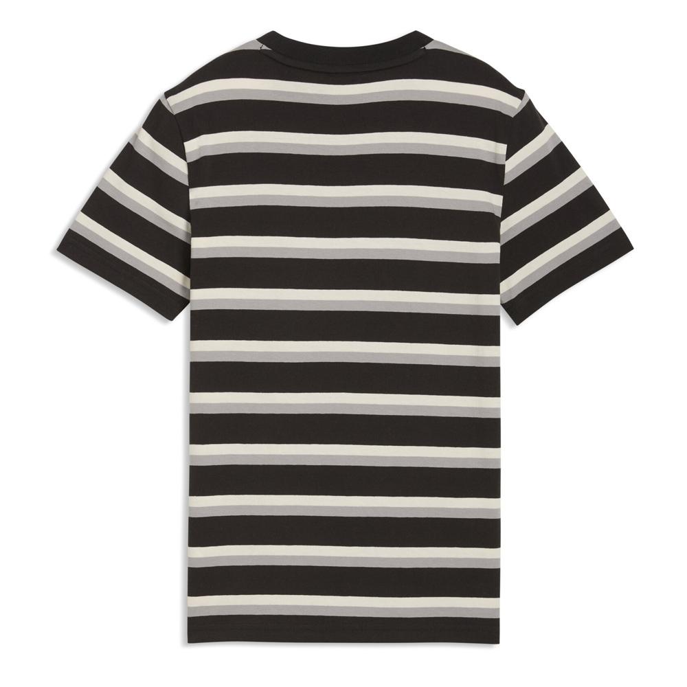 Puma Ess Elevated Striped Boys’ T-shirt – Black/Grey/Beige Photo of the Espace des Marques %store% store - view of %key%