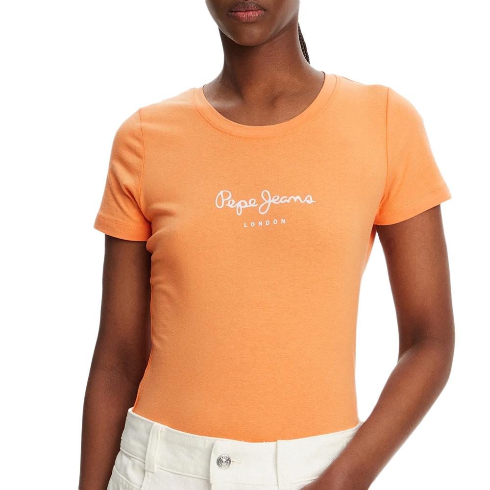 Orangefarbenes T-Shirt für Frauen Pepe jeansNew Virginia günstig