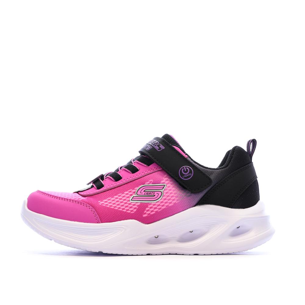 Baskets Roses/Noires Fille Skechers Sola Glow01 pas cher