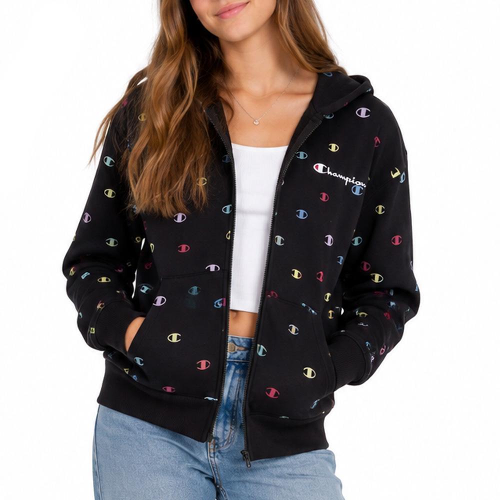 Sudadera con cremallera negra para niña Champion Full barato