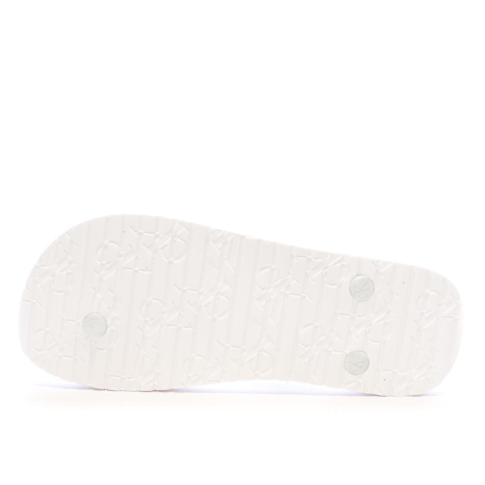 Tongs Blanches Femme Calvin Klein Jeans Flip Flop Tpu Metall vue 2
