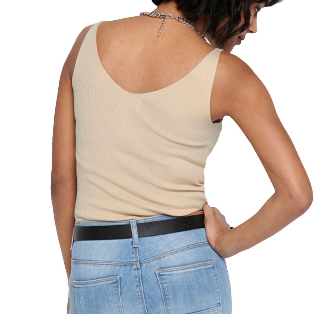 Camiseta de tirantes de punto beige para mujer JDY NANNA ver 2