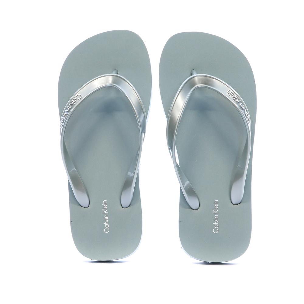 Tongs Bleu Femme Calvin Klein Jeans Flip Flop Tpu Metall vue 3