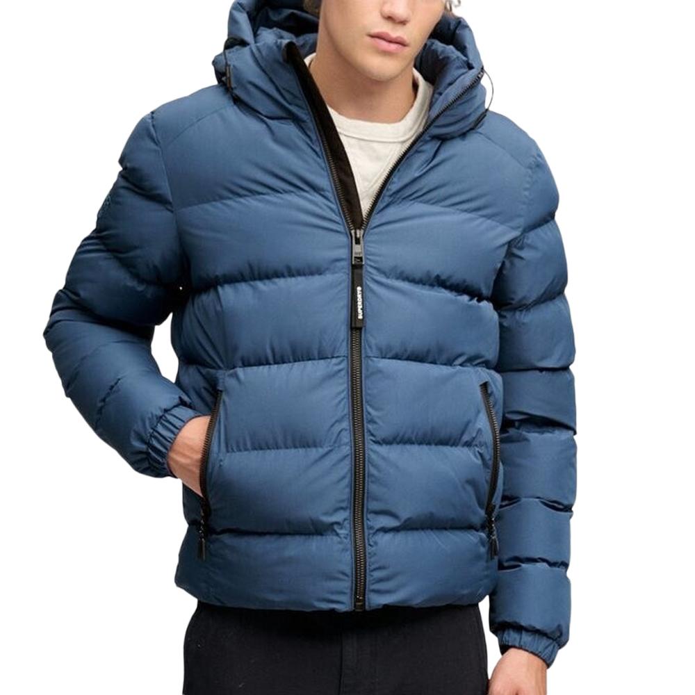 Doudoune bleu acier Homme Superdry Hooded Sports pas cher