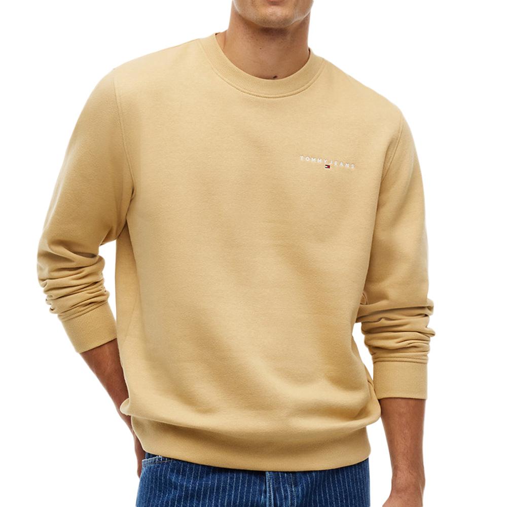 Men’s Tommy Hilfiger Linear Crew Sweatshirt in Sand Beige affordable