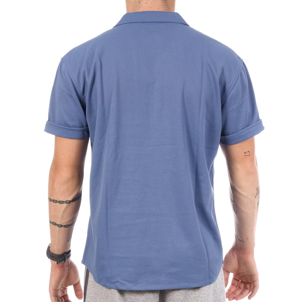 Chemise Manches Courtes Bleu Homme Paname Brothers DOV vue 2