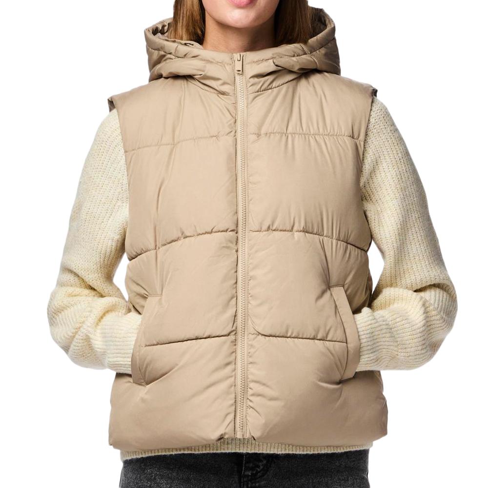 Women's Beige Sleeveless Coat Pieces New Short affordable