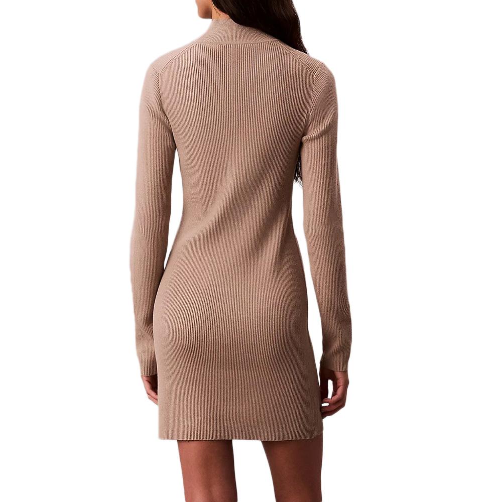 Robe Pull Marron Calvin Klein Jeans Neck Mini Dress vue 2