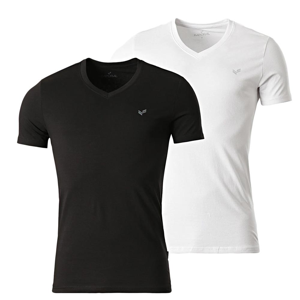 Lot de 2 T-Shirts Blanc/Noir Homme Kaporal GIFTH pas cher