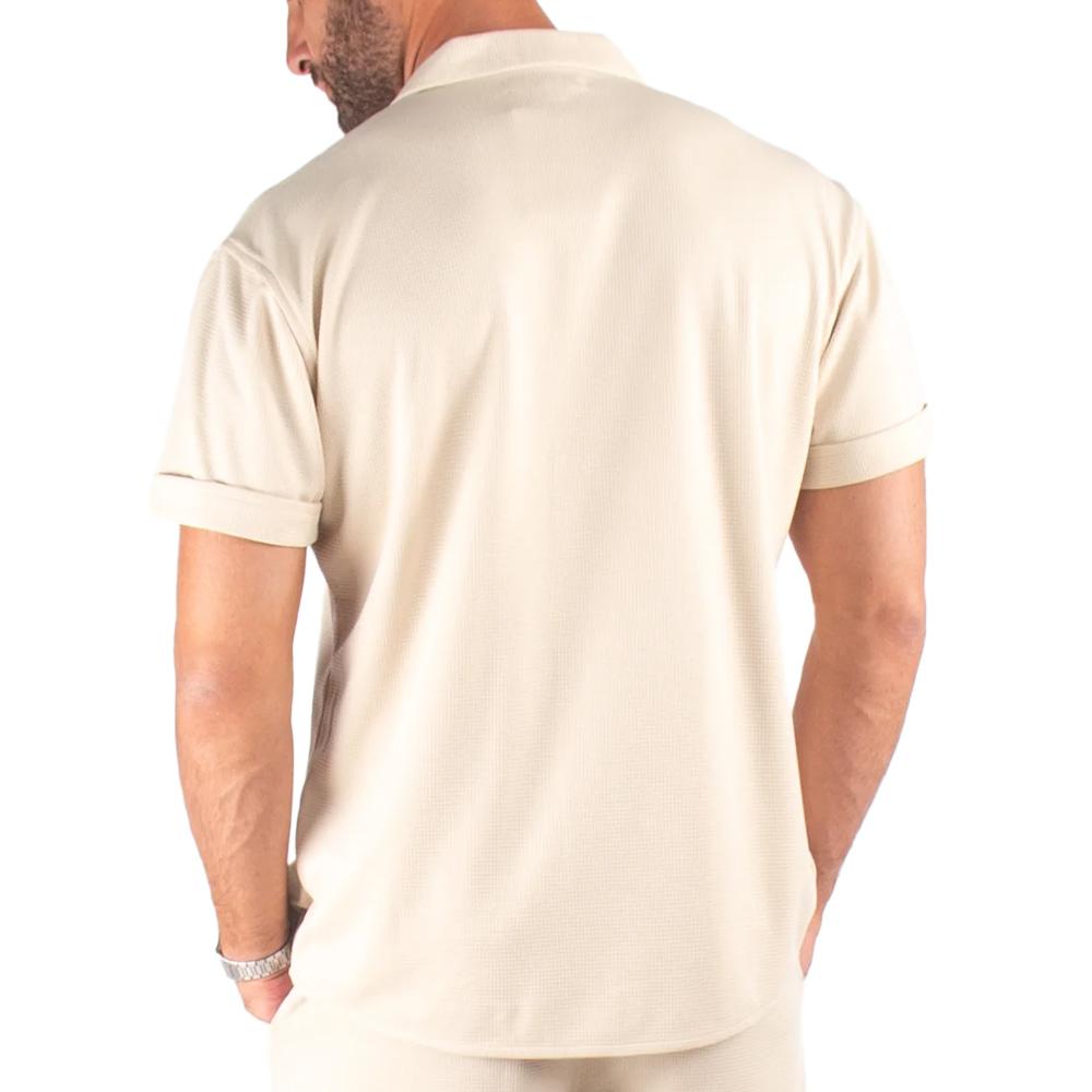 Chemise Manches Courtes Beige Homme Paname Brothers DOV vue 2