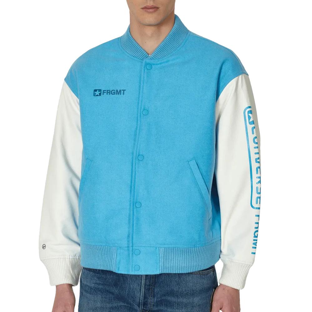 Blouson Turquoise/Blanc Homme Converse x FRGMT Varsity Jacket pas cher