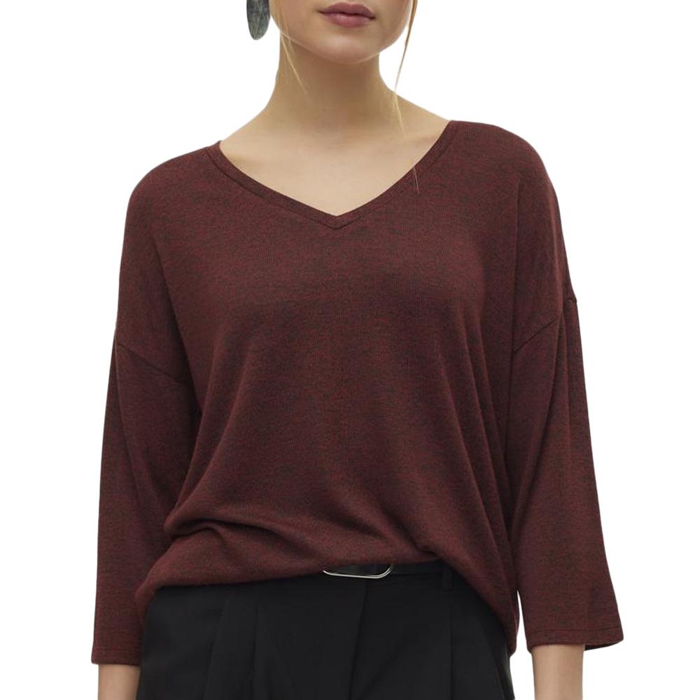 Pull Bordeaux Femme Vero Moda Brianna 3/4 pas cher