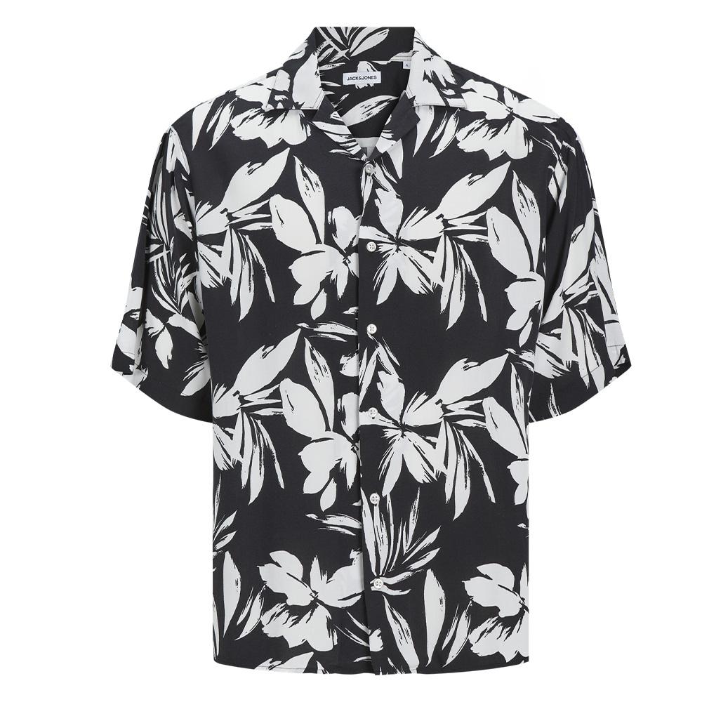 Jack &amp; Jones Resort Floral Black/White Boy's Shirt affordable
