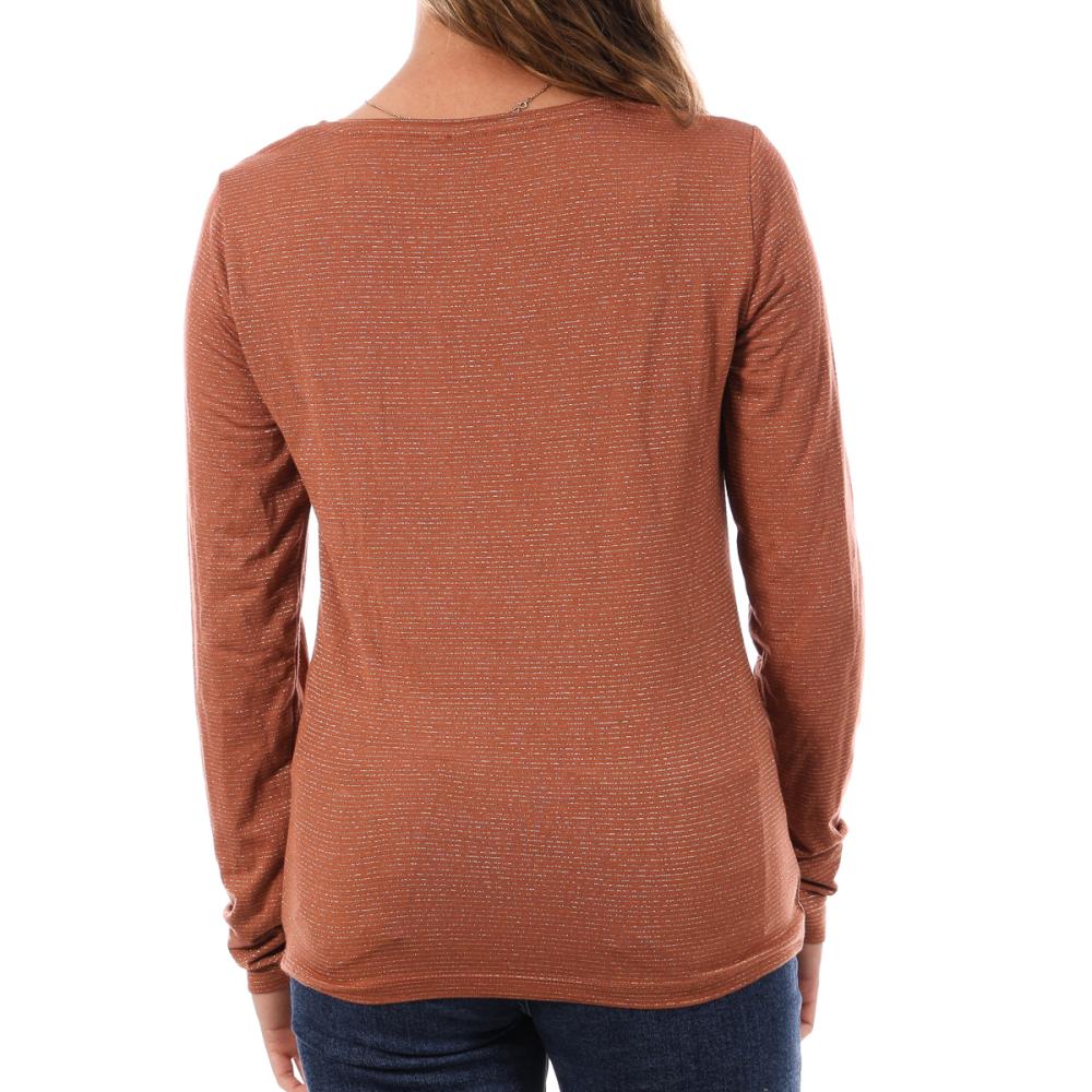 Camiseta de mujer a rayas marrones Pieces Tamara ver 2