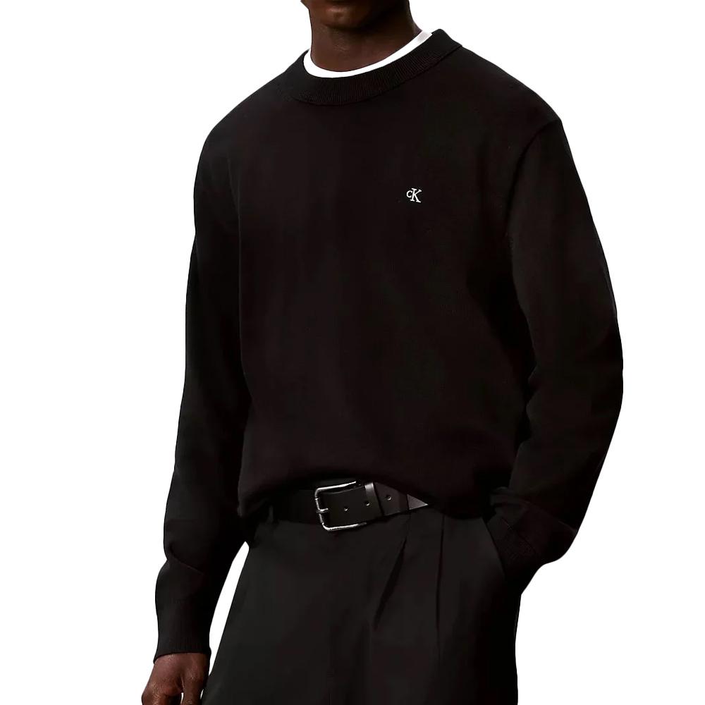 Pull Noir Homme Calvin Klein Jeans Crwn pas cher