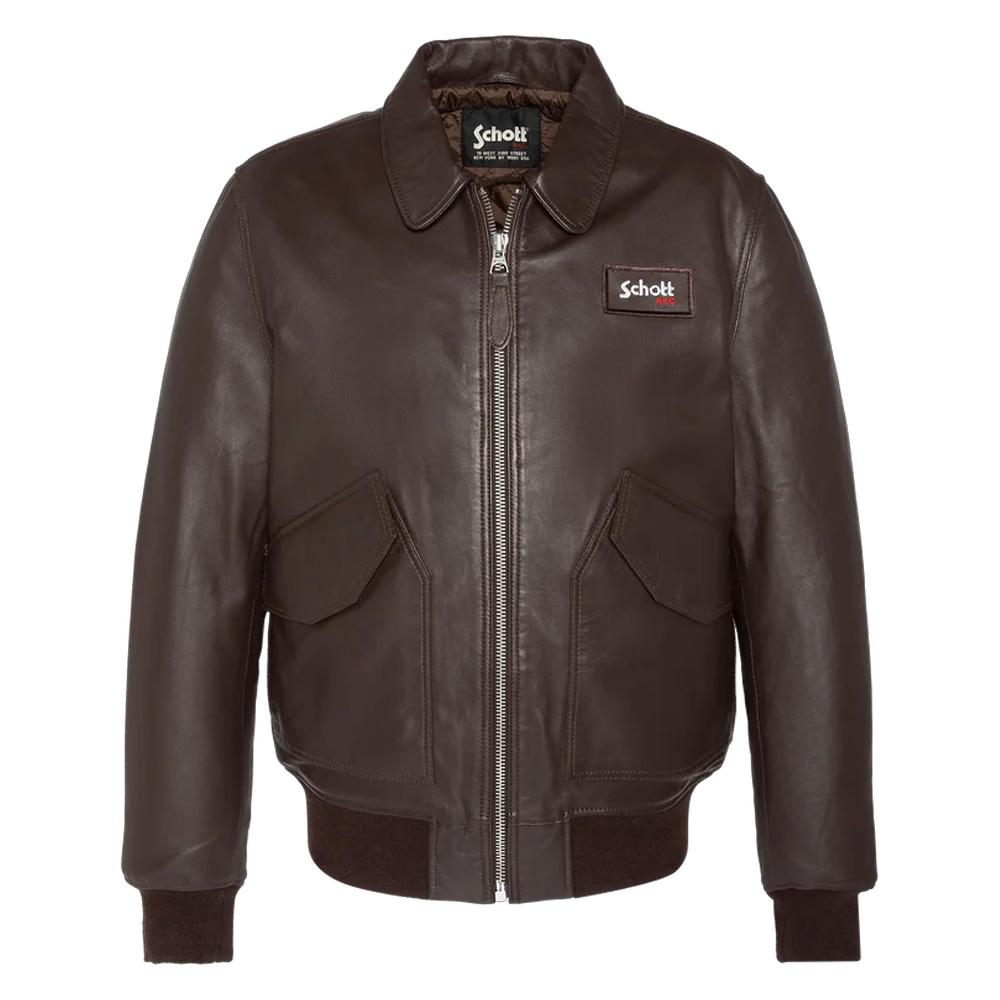 Schott LCJET Men's Brown Leather Jacket affordable