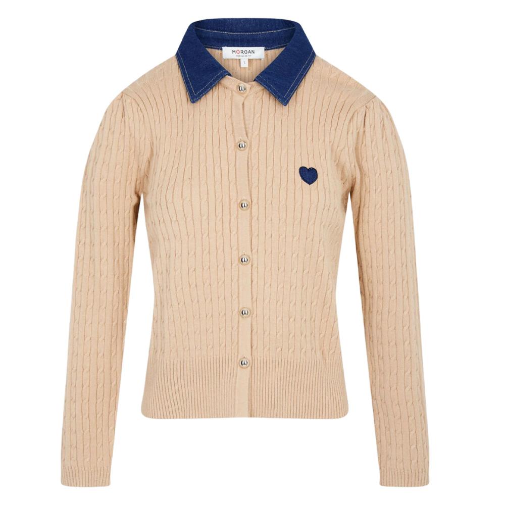 Gilet en maille Beige Femme Morgan Boutons vue 3