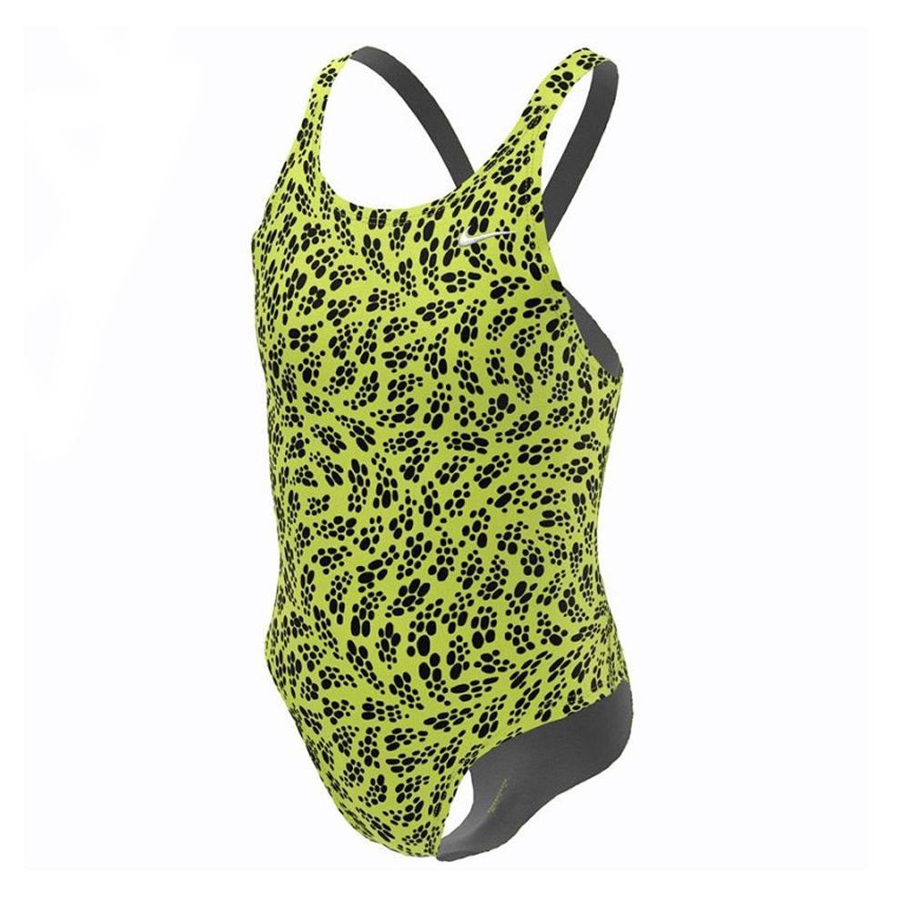 Nike Girl's Fastback einteilige Badehose Grün/Schwarz günstig