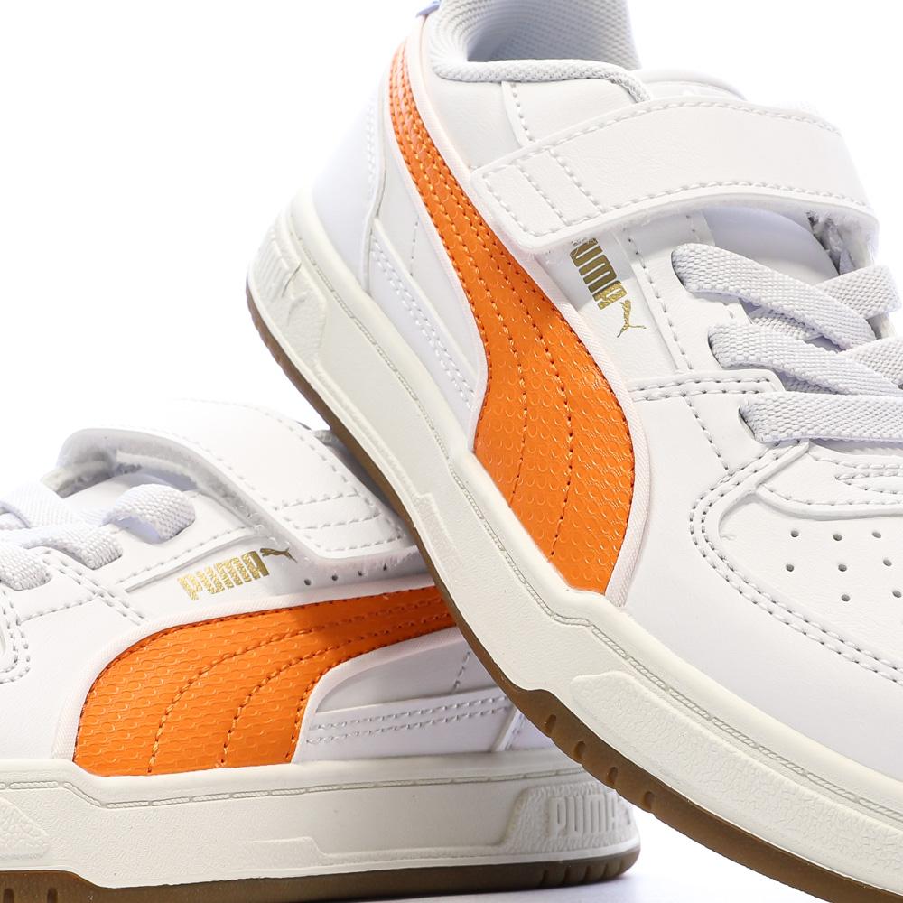 Weiß-orangefarbene Puma Caven III Retro-Sneaker für Jungen Ansicht 7