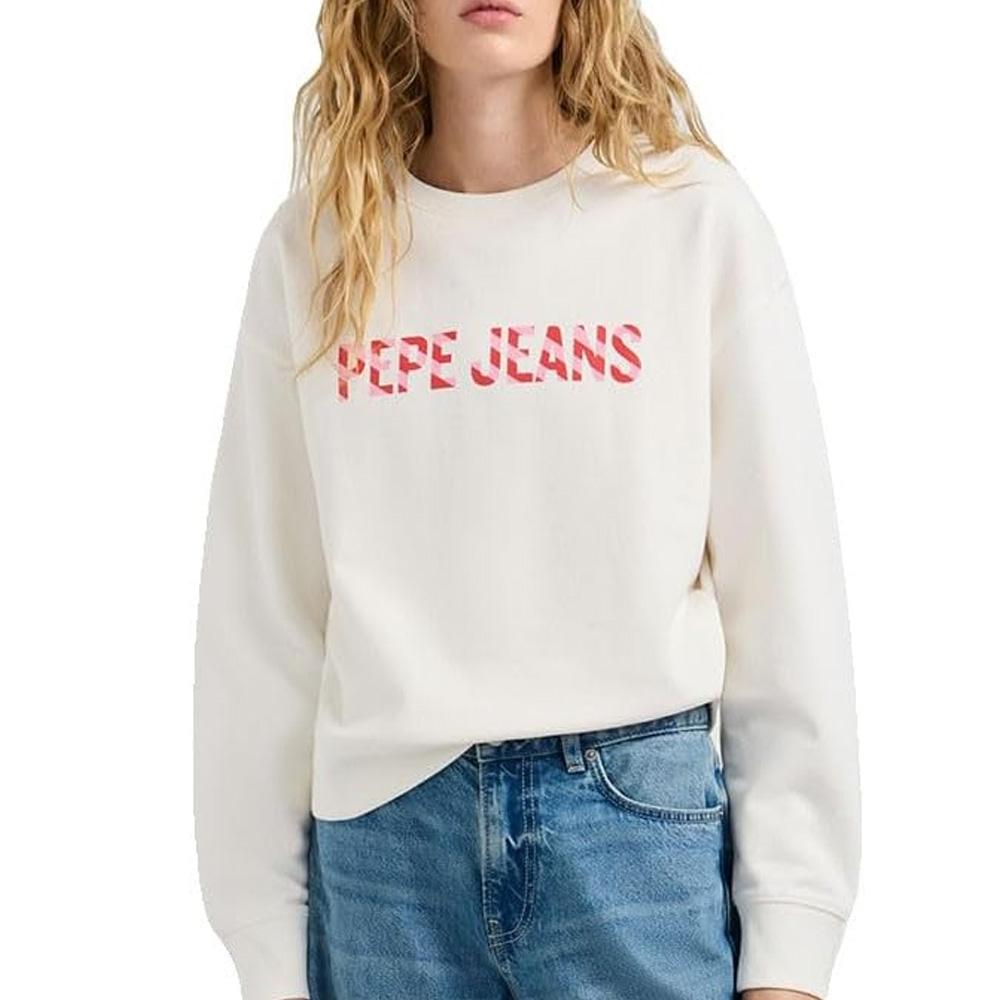 Women’s White Sweatshirt by Pepe Jeans in Celeste Mousse affordable