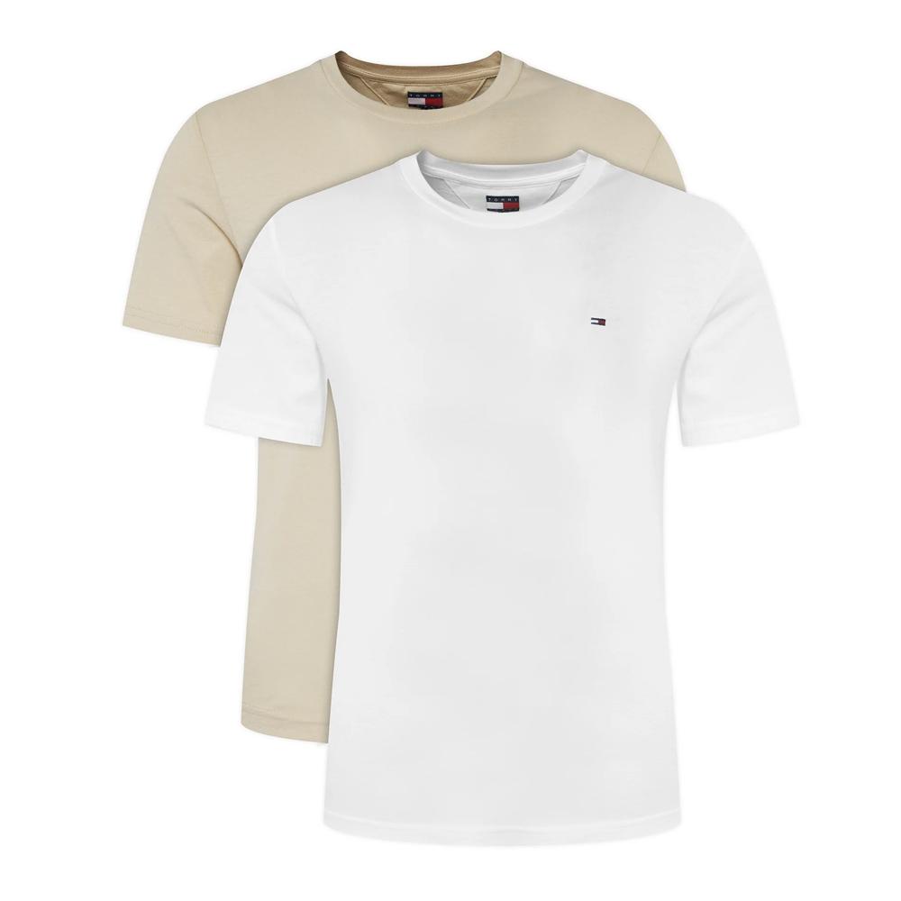 Lot de 2 T-Shirt Beige/Blanche Homme Tommy Hilfiger DM0DM20687 pas cher