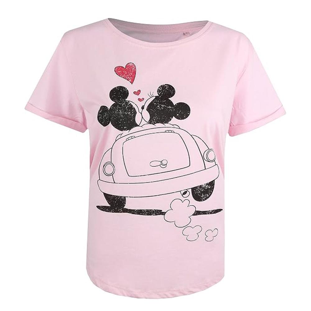 Rosa Damen-T-Shirt Disney Mickey & Minnie Hearts Ansicht 2