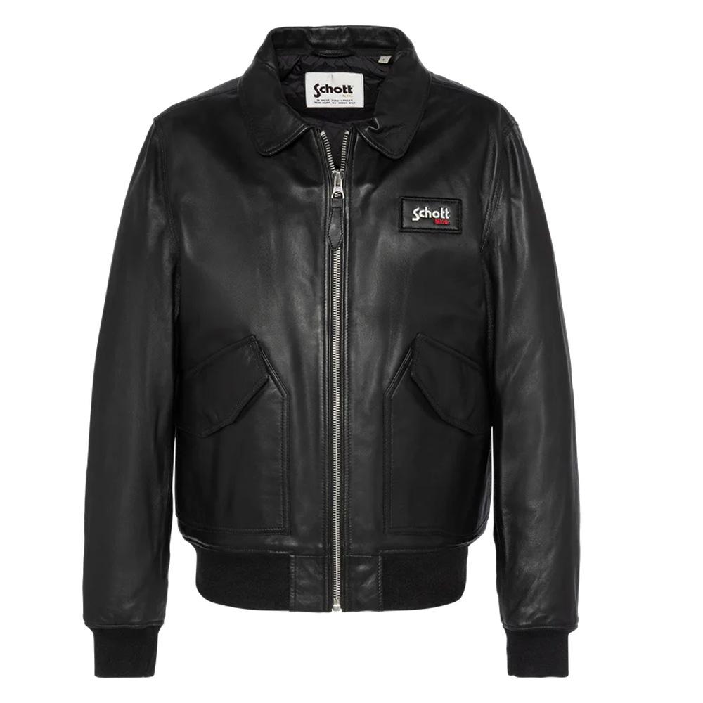 Blouson Cuir Noir Homme Schott LCJET pas cher