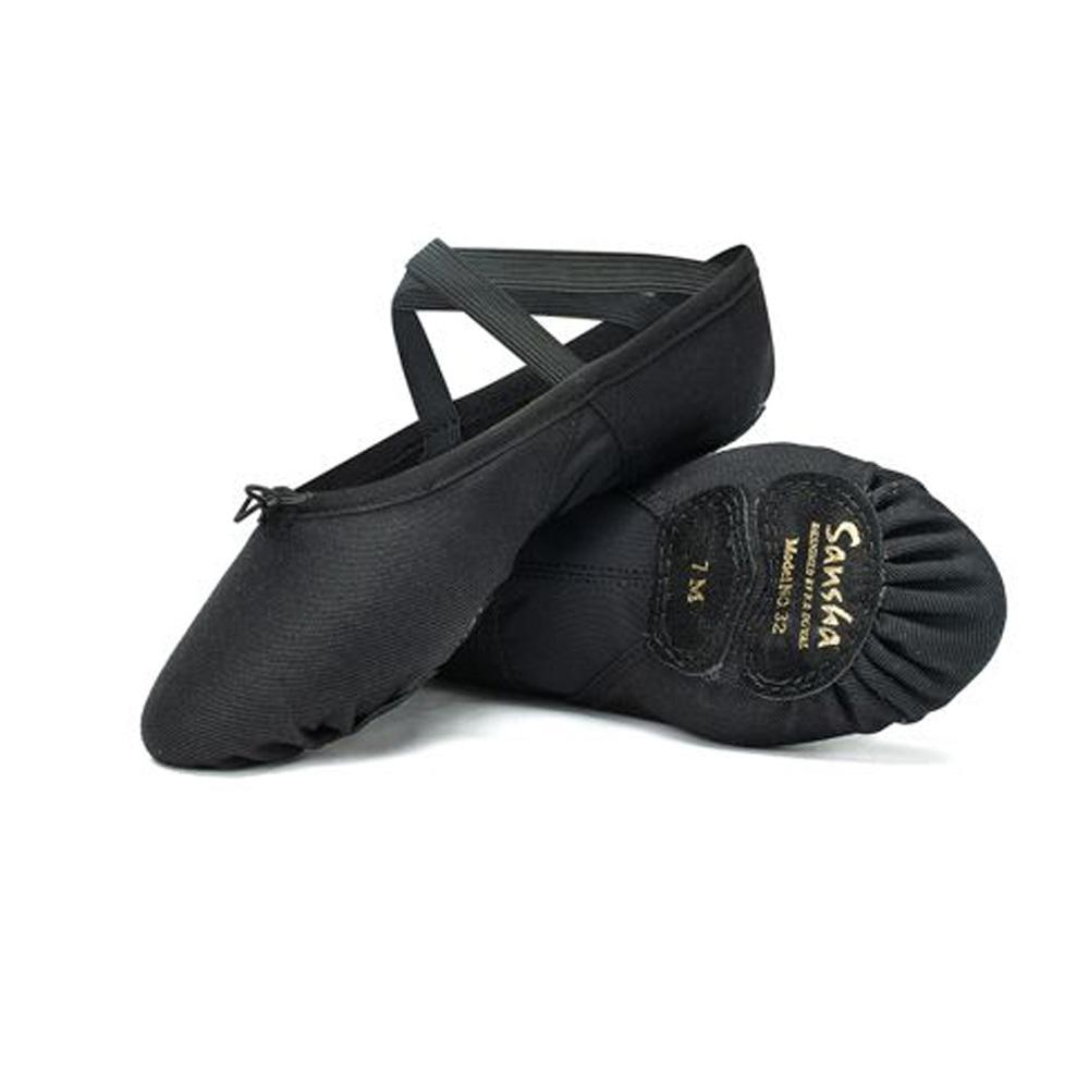Black Dance Slippers for Girls Sansha Elast affordable