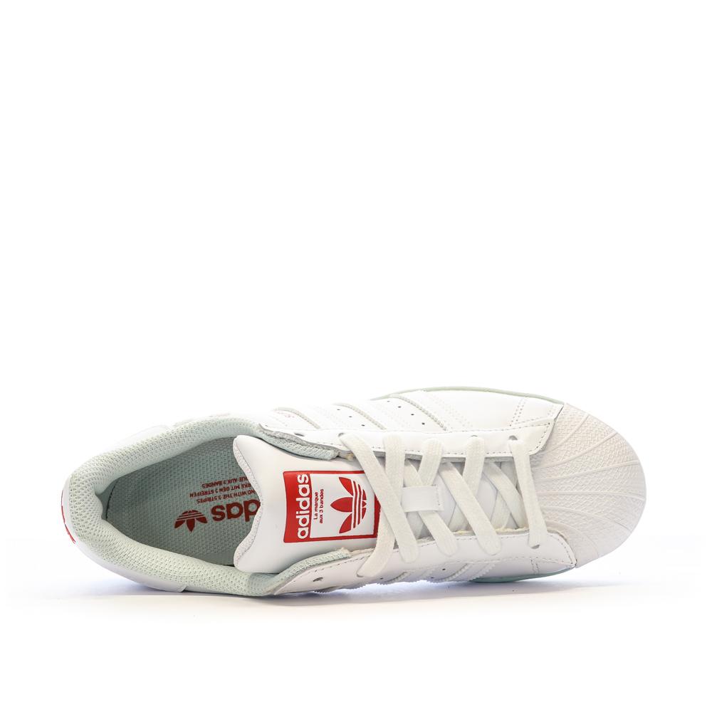 Baskets Blanches/Gris Femme Adidas Superstar J vue 4
