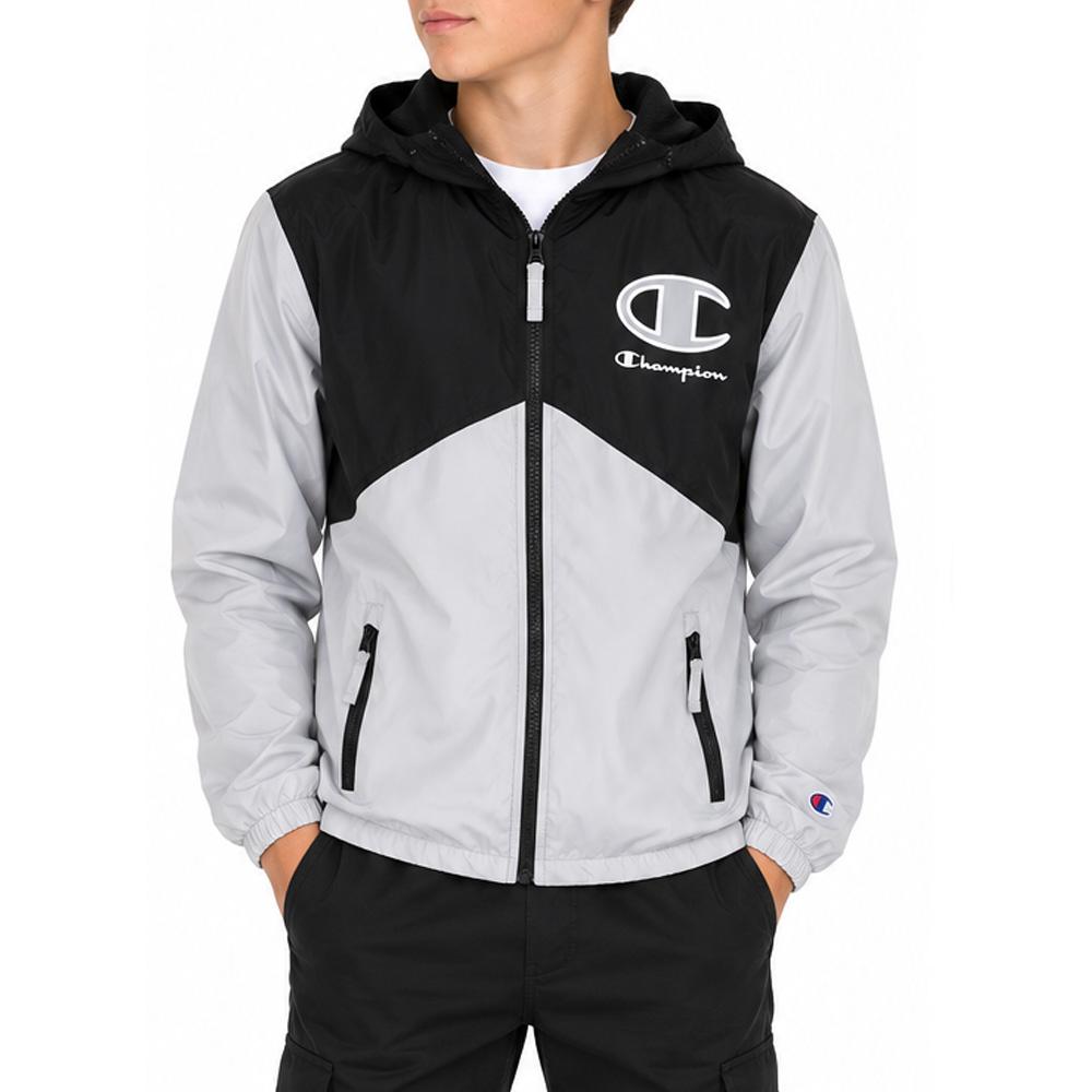 Schwarz/graue Champion-Jacke für Jungen, Colorblock-Design günstig