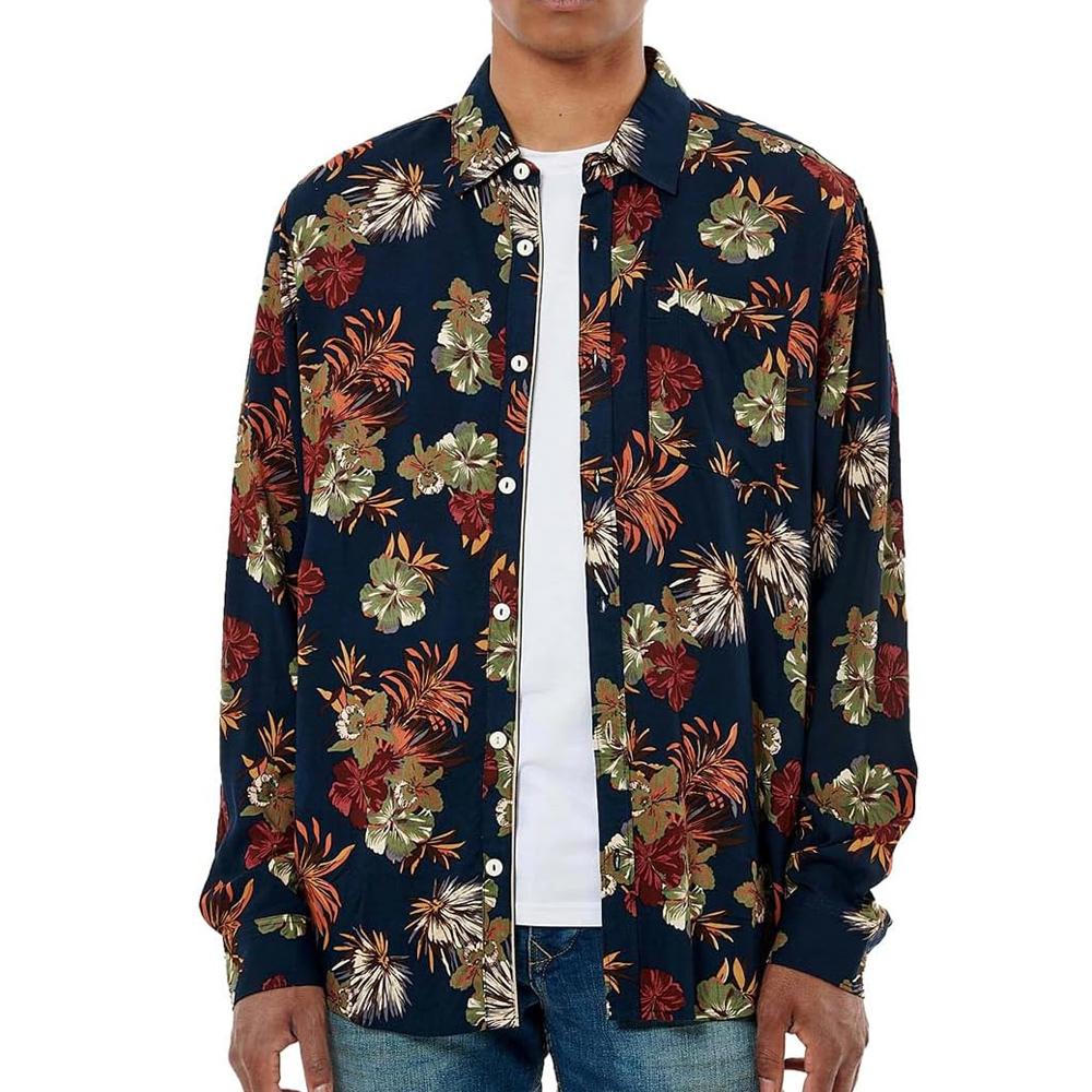 Camisa azul marino/burdeos para hombre Kaporal COOL barato