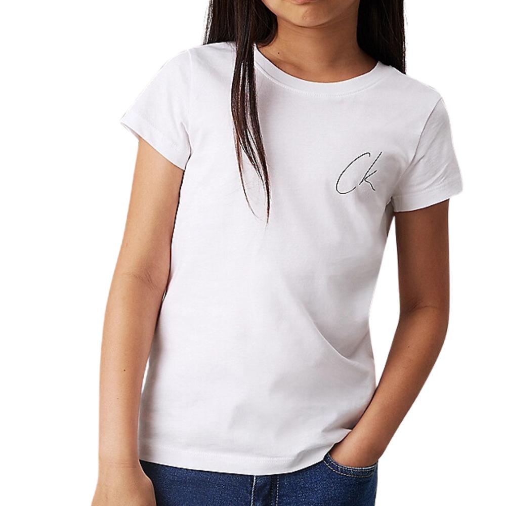 Calvin Klein Jeans Signage Girls White T-Shirt affordable