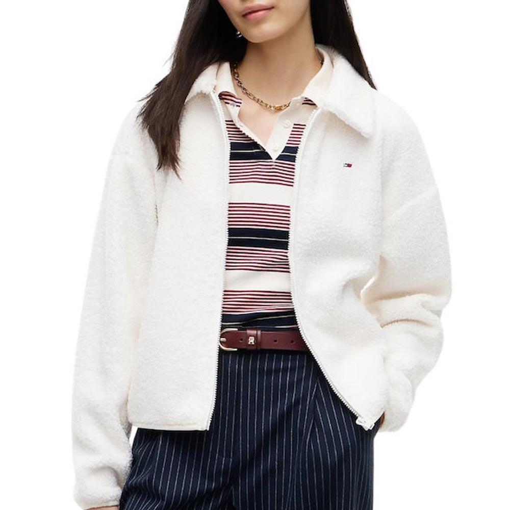 Weiße Damenjacke von Tommy Hilfiger mit Flaggenmotiv günstig