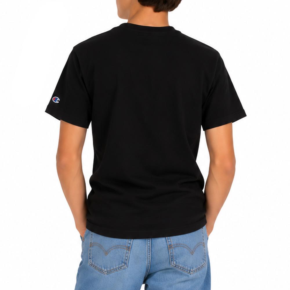 Camiseta negra para niño Champion con bordado ver 2