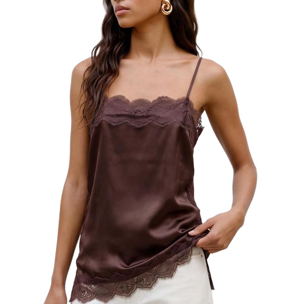 Débardeur Marron Femme Vero Moda Lace Singlet pas cher