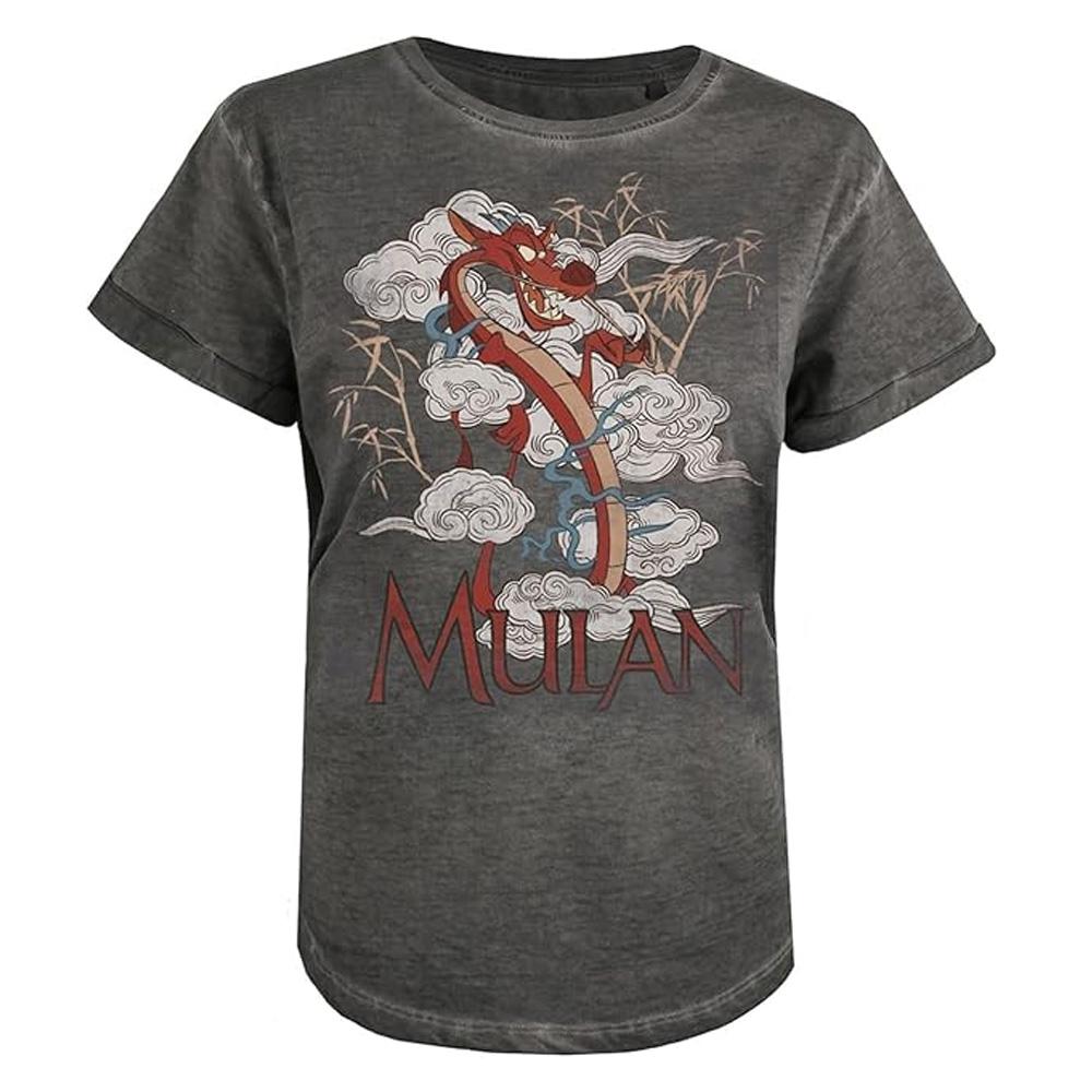 Camiseta gris de mujer Disney Mulan Mushu Fashion ver 2