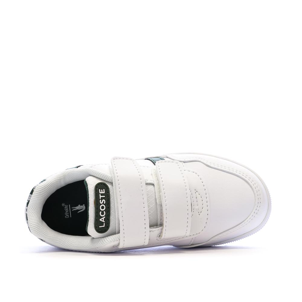 Weiße/khakifarbene Lacoste Court Sneakers für Jungen Ansicht 4