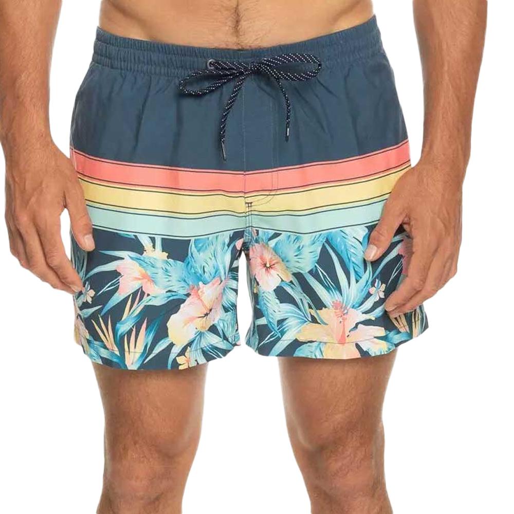 Bañador azul marino/amarillo para hombre de Quiksilver con estampado floral barato