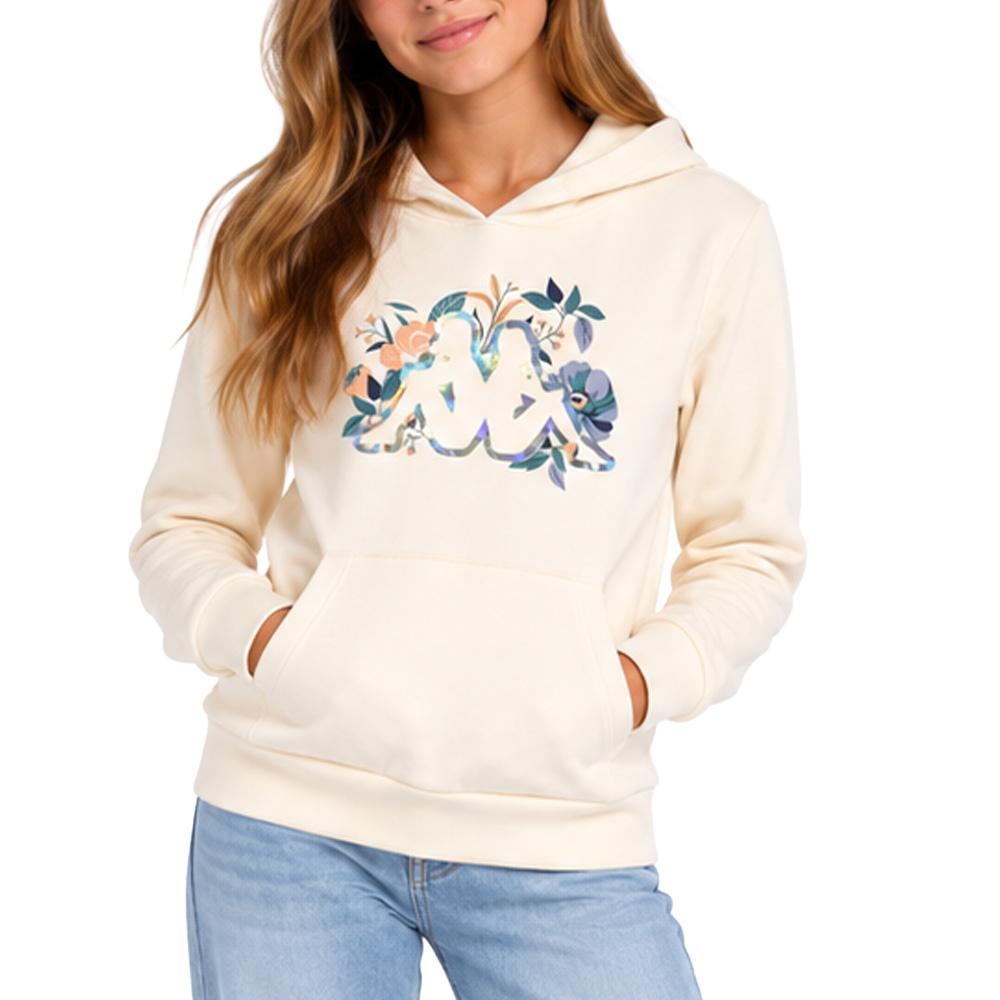 Weißer Kapuzenpullover für Mädchen von Kappa mit Imalia-Logo günstig