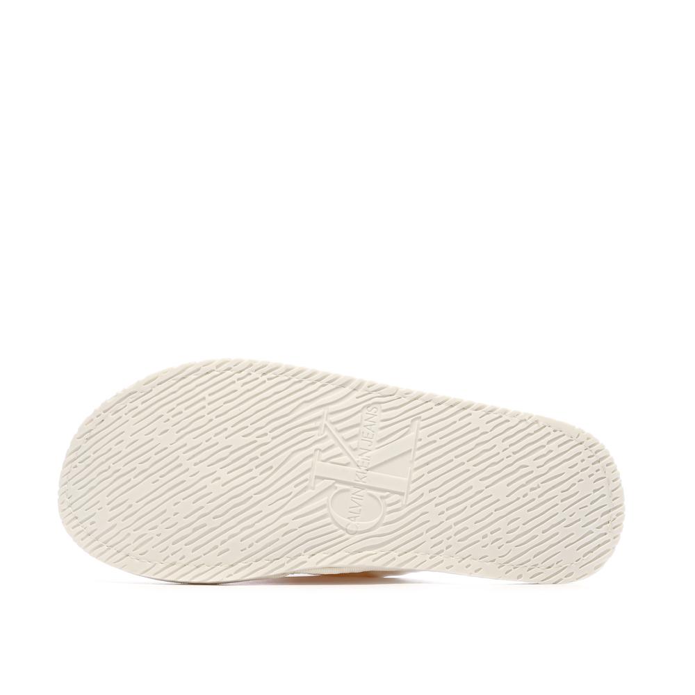 Calvin Klein Jeans Slipper Satin Moire White Women's Slippers Photo of the Espace des Marques %store% store - view of %key%