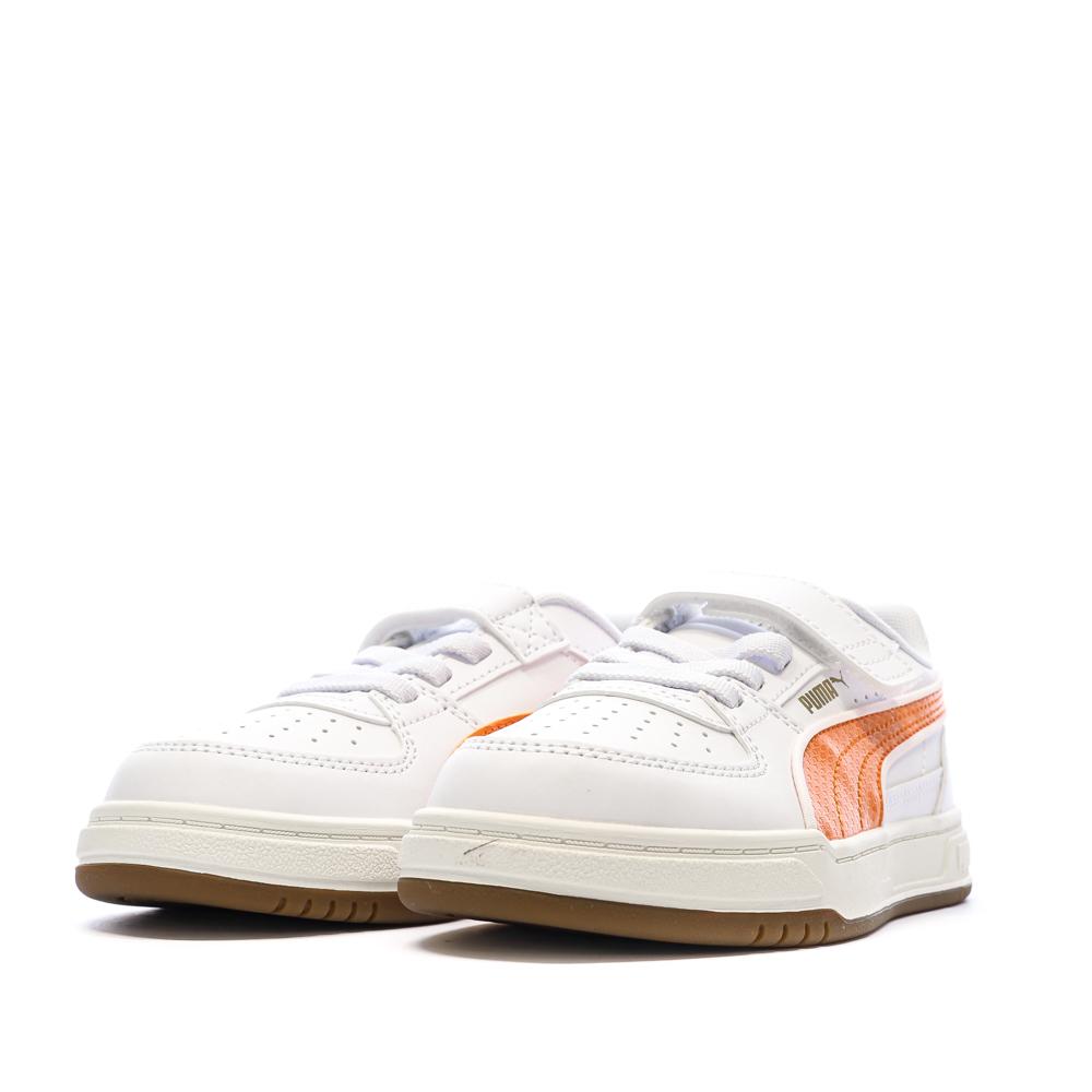 Weiß-orangefarbene Puma Caven III Retro-Sneaker für Jungen Ansicht 6